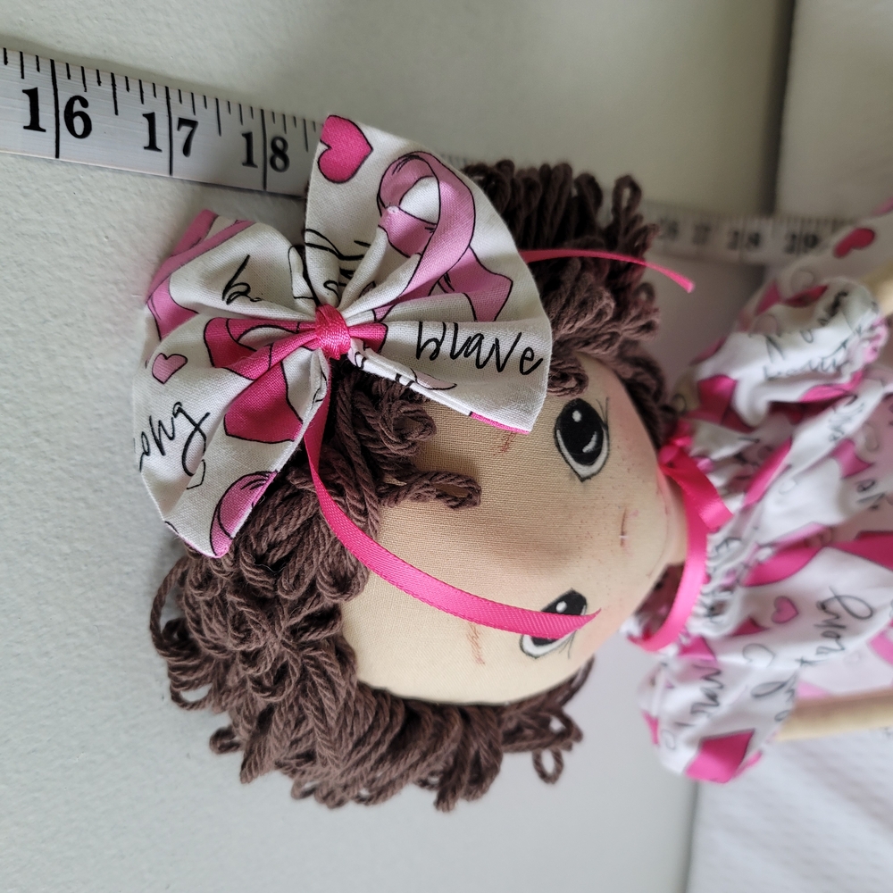 Pink Ribbon Breast Cancer Rag Doll - Picture 3 of 6